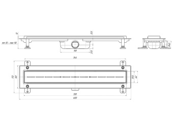 Трап линейный пластиковый АНИ Пласт TL1555M выпуск 40 мм решётка Киль матовая нержавеющая сталь 550 мм