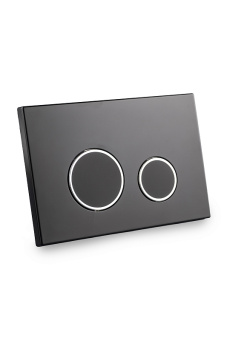 Клавиша АНИ Пласт для системы скрытой установки унитаза черная матовая, обод сатин, клавиша черный глянец WP2343G