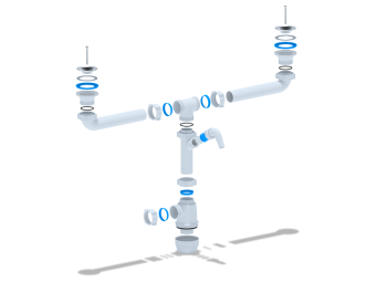 Сифон для мойки АНИ Пласт Грот A3500 1 1/2 дюйма 40 мм двойной с отводом для стиральной машины