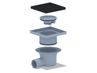 Трап для душа АНИ Пласт TQ5616 DN50 горизонтальный выпуск регулируемый с сухим затвором и решёткой из чугуна 150х150 мм