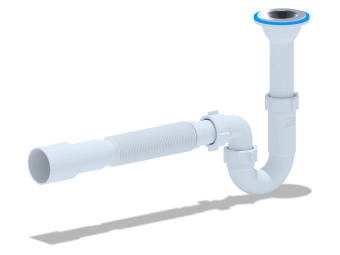 Сифон для раковины АНИ Пласт DB2016 с литым выпуском и гибкой трубой 32х40/50 мм