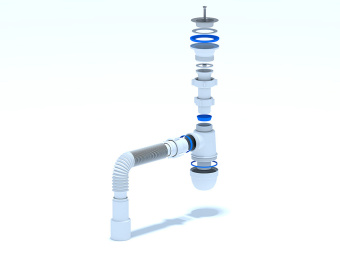 Сифон для мойки АНИ Пласт C0115 1 1/2 дюйма 40 мм с гибкой трубой 40х50 мм
