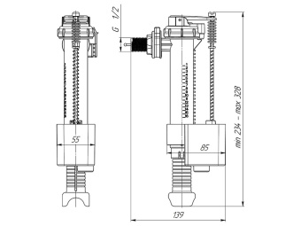 Арматура наливная боковая АНИ Пласт WCM0110 для бачка инсталляции штуцер пластик 1 1/2 дюйма