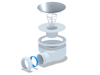Сифон для душевого поддона АНИ Пласт E350C 1 1/2 дюйма 90 мм высота 53 мм хром