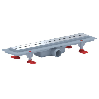 Трап линейный пластиковый АНИ Пласт TLQ1545G DN40 с сухим затвором и глянцевой решёткой Киль 450х62 мм