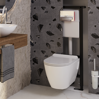 Набор инсталляции 40 см АНИ Пласт WN4 G1411G Art с безободковым унитазом, с сиденьем микролифт, хром глянец клавишей WPG1411G