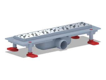 Трап линейный пластиковый АНИ Пласт TL1335G выпуск 40 мм решётка Бриз глянцевая нержавеющая сталь 350 мм