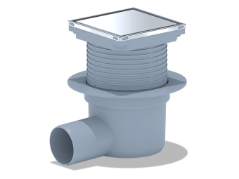 Трап для душа АНИ Пласт TQ5802 DN50 горизонтальный регулируемый с сухим затвором и решёткой из нержавеющей стали 100х100 мм под плитку