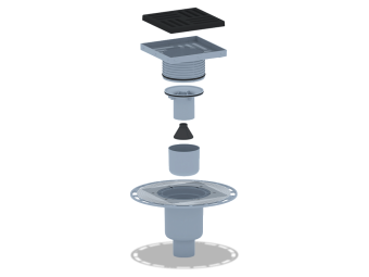 Трап для душа АНИ Пласт THZ5716 DN50 высокий вертикальный регулируемый с комбинированным затвором и решёткой из чугуна 150х150 мм
