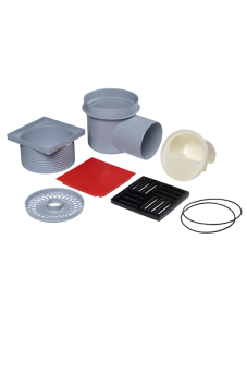 Трап для душа АНИ Пласт TQ1616 DN110 горизонтальный регулируемый с сухим затвором и решёткой из чугуна 150х150 мм