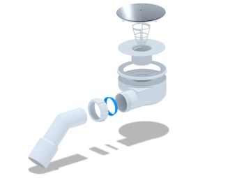 Сифон для душевого поддона АНИ Пласт E351C 1 1/2 дюйма 90 мм высота 53 мм хром с переходной трубой 45 градусов 40х50 мм