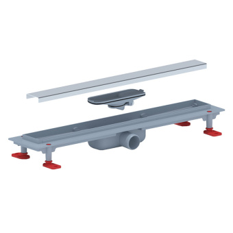 Трап линейный пластиковый АНИ Пласт TLQ1155M DN40 с сухим затвором и матовой решёткой Штиль 550х62 мм